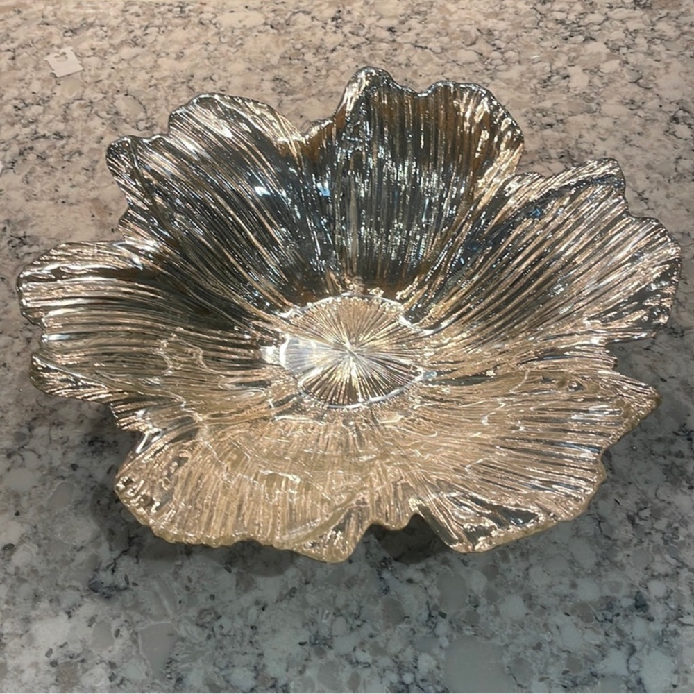 Silver Floral Decorative Bowl